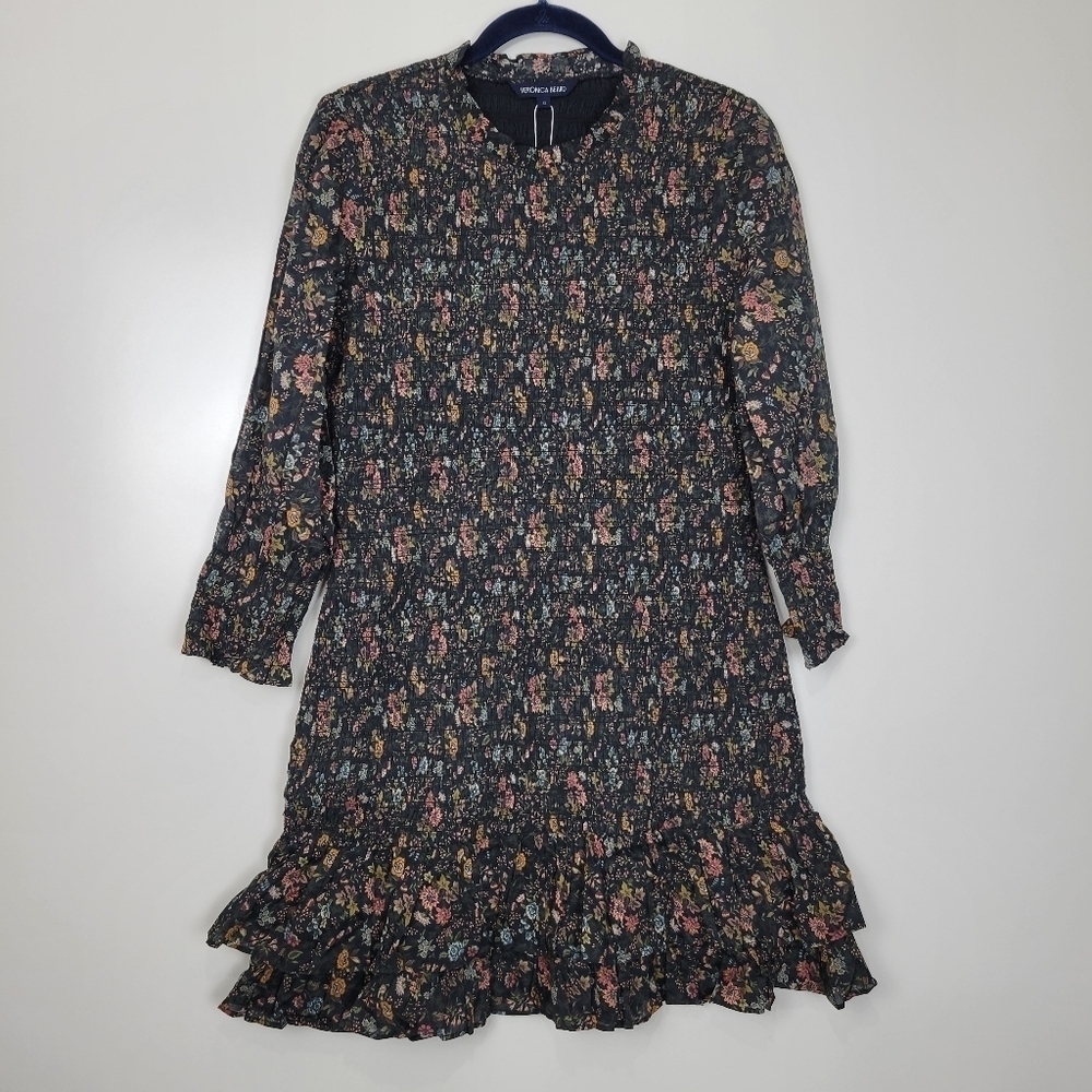 NWT Veronica Beard Farha Floral Smocked Ruffled Minidress Size 12 - Picture 6 of 15
